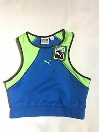 Details About Puma Sports Bra Xtreme Crop Tank Womens Size Small Blue Green Nwt Athletic Top