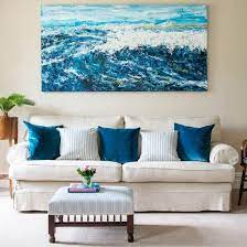 Simple Cream Living Room With Azure Blue Accents Ideal Home Blue Living Room Cream Living Rooms Neutral Living Room