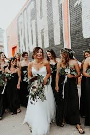 Boho Black Bridesmaid Dresses Bridal Party Attire Black Bridal Parties Edgy Wedding