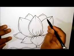 How To Draw A Lotus Lotus Scenery Drawing In Easy Steps Drawings In 2020 Lotus Flower Drawing Flower Drawing For Kids Flower Drawing
