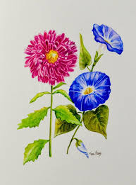 Aster And Morning Glory September Birthday Flower By Konifrazer Birth Month Flowers Birth Flower Tattoos Month Flowers