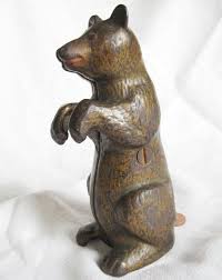 Antique Cast Iron Bear Penny Bank Or Piggy Bank By Ac Williams Antique Cast Iron Penny Bank Antiques