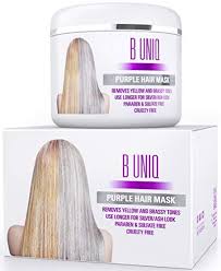 Purple Hair Mask For Blonde Platinum Silver Hair Banish Yellow Hues Blue Masque To Reduce Brassiness Condition Dry In 2020 Hair Mask Purple Shampoo Purple Hair