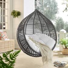 Having a teardrop swing for dolls is certainly a fun home decor idea for your dollhouse. Garner Teardrop Outdoor Patio Swing Chair Without Stand In Gray White On Lexmod Com Accuweather Shop