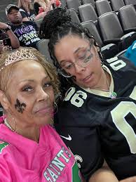 Saints game with custom jersey