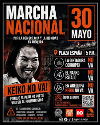 🟢🟡#LoÚltimo || Movilización No a Keiko. Este sábado 30 de mayo, a las  5:00 PM en Plaza San Martín, se llevará a cabo una marcha nacional bajo el  lema “No a Keiko”.