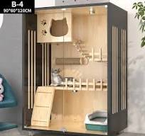 Factory Furniture Solid Wood Luxury Cat Villa Glass Cat House