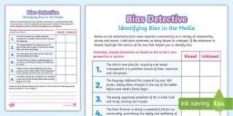 Identifying Bias Activity Sheet (Teacher-Made) - Twinkl