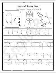 letter q tracing writing practice worksheet englishbix