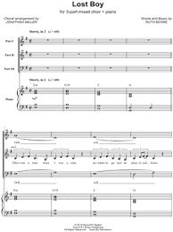 Ruth B Lost Boy Arr Jonathan Miller 3 Part Mixed Choir Piano Choral Sheet Music In G Major Download Print Sku Mn0163083