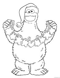 Christmas elf coloring pages free. Sesame Street Coloring Pages Cookie Monster Christmas Coloring4free Coloring4free Com