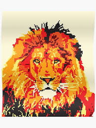 Pixel Art Red Lion Poster