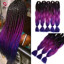 Purple Braiding Hair Ombre Two Tone High Temperature Fiber Expression Braiding Hair 100g Pcs S Purple Braiding Hair Braid In Hair Extensions Braided Hairstyles