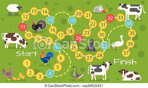 Juegos para las vacaciones de verano. La Plantilla De Juegos De Mesa Para Ninos Ilustracion De Estilo Vector Plana De Ninos De Campo De Juego De Mesa Con Vacas Canstock