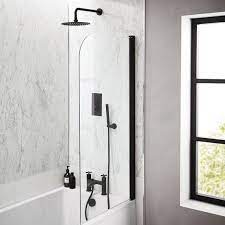 Noir Matt Black 750 Bath Screen Bathstore Bath Screens Bath Shower Screens Shower Over Bath