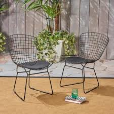 Tyson Black Armless Metal Outdoor Lounge Chair With Black Cushion 2 Pack In 2020 Lounge Chair Outdoor Outdoor Chair Set Iron Chair
