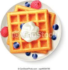 California vegan and gluten free waffle inspired by the golden state. Breakfast Waffles Realistic Top View Image Breakfast Menu Item Sweet Belgian Waffles With Blueberry Raspberry And Cream Canstock
