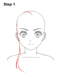 Indicate the hairline on the forehead. How To Draw A Manga Girl With Long Hair Front View Step By Step Pictures How 2 Draw Manga