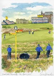 Andrews for the 150th british open golf championship played over famous old course. Road Hole Marshals Live Sketch At The Open Championship At St Andrews Golf Art Golf Pictures Golf Images