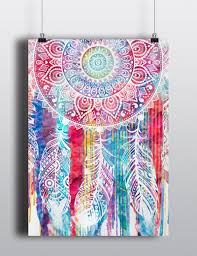 Watercolor Dreamcatcher Print Poster Watercolor Dreamcatcher Dream Catcher Art Poster Prints