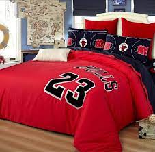 Online Shop Blue Red Chicago Bulls 23 Michael Jordan Basketball Bedding Set Embroidered Bed Linen Egypti Duvet Bedding Sets Bed Linens Luxury Red Bedding Sets