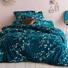 Housse De Couette Coton Imprime Junya 3suisses Housse De Couette Linge De Maison Literie Sarcelle