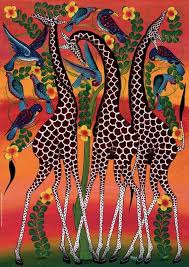 African Art Decor African Animals Cross Stitch Pattern Printable Giraffes In The Savanna Embroidery African Paintings African Art Paintings Giraffe Art