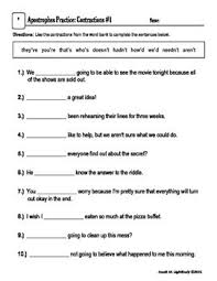Apostrophes Practice Contractions Practices Worksheets Contractions Practice