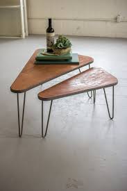 Kalalou Set Of 2 Raw Metal Wood Nesting Tables Cq6957 Metal Nesting Tables Wood Nesting Tables Nesting Tables