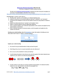 Balancing Chemical Equations Remote Lab Behavior Modification Psychological Concepts