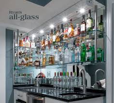 Hanging Stack Bar With Glass Shelves And Mirror Wall Liquor Bar Home Bar Design Ideas Glassshelvesmirror Home Bar Designs Glass Shelves Glass Bar Shelves