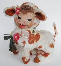 Vintage 1955 Rushton Rubber Face Cow Toy Stuffed Animal Ebay Cow Toys Rushton Toys Realistic Stuffed Animals