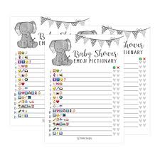 4.6 out of 5 stars 168. 25 Elephant Emoji Pictionary Baby Shower Games Ideas For Men Import It All