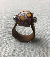 Leather Venetian Trade Bead Ring Size 6 7 Glass Trade Beads Felt Bracelet Jewelry Inspiration