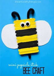 Simple And Cute Popsicle Stick Bee Kids Craft Craft Stick Crafts Popsicle Stick Crafts Crafts For Kids
