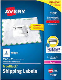 Download free avery templates for address labels and shipping labels for mailing. Amazon Com Avery Shipping Address Labels Laser Printers 400 Labels 3 1 2 X 5 Permanent Adhesive Trueblock 5168 White Office Products