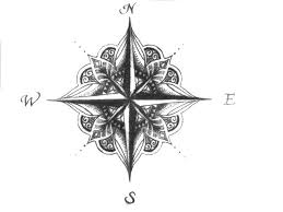 Black And White Compass Stencil Tattoo Nautical Mandala Compass Rose Mandala Compass Tattoo Compass Tattoo Design Compass Tattoo