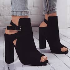 Black Block Heels Closed Toe Block Heel Peep Toe Ankle Boots Shoeboots Ankle Strap Peep Toe Block Heel Available In Black Trending Shoes Fashion Fashion Sandals