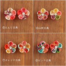 受注制作 古典ちりめんピアス イヤリング変更可 和装 成人 卒業 浴衣 つまみ細工 ピアス ハンドメイド つまみ細工