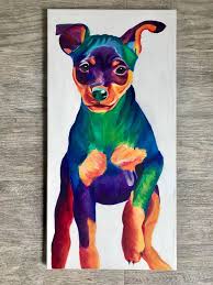 How to buy such authentic paintings on canvas: Original Miniature Pinscher Painting Min Pin Painting Etsy Dog Paintings Pet Portrait Painting Custom Dog Art
