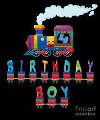 Joyeux anniversaire happy birthday (на русском языке). 4th Birthday Boy Train 4 Years Old Kid Railway Bday Party Print Digital Art By Art Grabitees