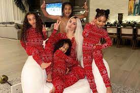 Kim Kardashian in Matching Christmas Pajamas with Kids, Nieces: Photo