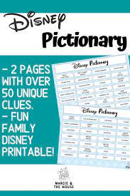 Disney Pictionary Game Free Printable Marcie And The Mouse Disney Printables Disney Activities Pictionary Words