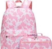JIANYA Mochila para niñas y niños, mochilas escolares y bonitas y ligeras,  Estampado de vaca/ rosa, Mochilas Daypack
