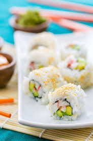 California roll imitation crab, avocado and cucumber. Sushi Rice And California Rolls Recipe