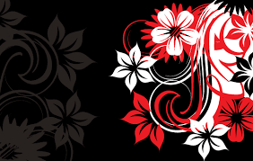 Red and black flower design. Flowers With Black Background Vector