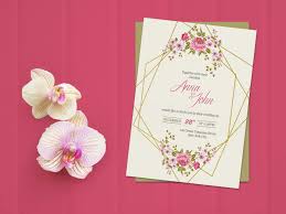 free wedding invitation card mockup psd