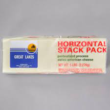 Great Lakes 120 Count 5 Lb Pre Sliced Swiss American Cheese 4 Case American Cheese Great Lakes Cheese Cultures
