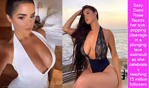 An allegory (1) tg caption: Sexy Demi Rose Flaunts Her Eye Popping Cleavage In A Plunging Lace Swimsuit As She Celebrates Reaching 15 Million Followers The Federal