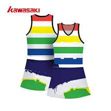 Perfessional Kawasaki Custom Practice Netball Tennis Dress Sublimation Rainbow Color Breathable Women Exercise Sports Shirts